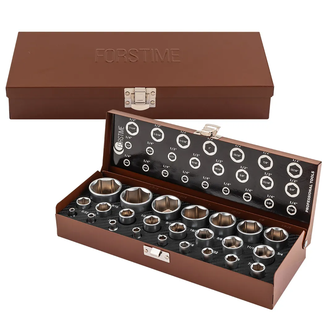 Набор дюймовых головок 1/4''&1/2'' 25 пр FORSTIME FT-50121I