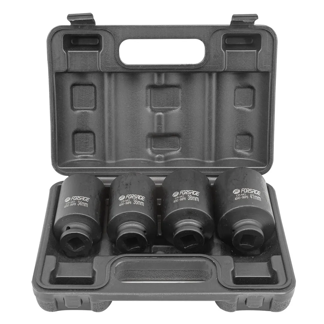Набор глубоких ударных головок 34, 36, 38, 41 мм, 4 пр, 1/2'', 12-гр Forsage F-4045-9MPB