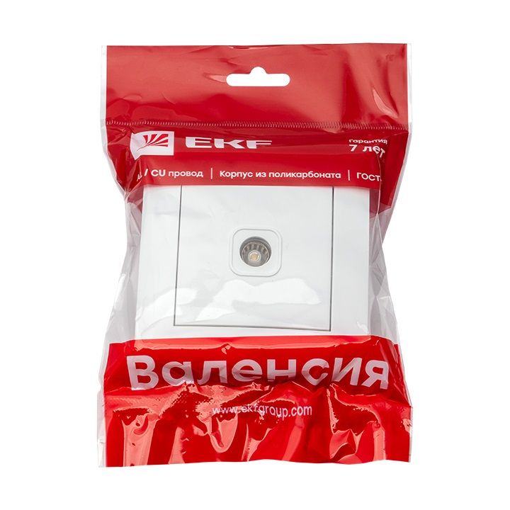 Валенсия розетка телевизионная 1-местная проходная 14дБ-240МГц белая EKF PROxima EWA00-127-10