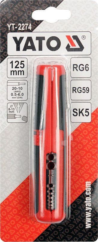 Щипцы-съемник изоляции 125 мм 20-10AWG 0,5-6,0 мм Yato YT-2274