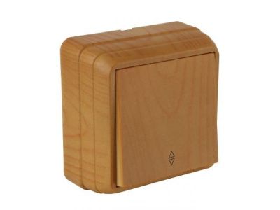 Выключатель 1-клав. проходной, открытый, дуб, BRON, 10 A, 250 V, IP 20 Mutlusan 2160 303 0258