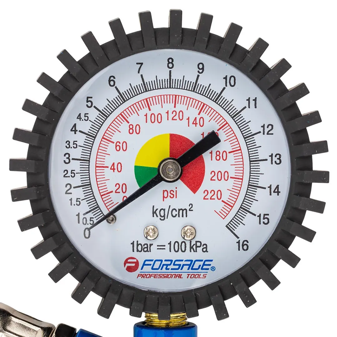Пистолет для подкачки шин с аналоговым манометром и шлангом 0-16Bar Forsage F-STG-05