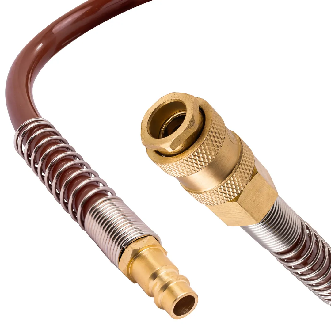 Пневмошланг витой полиуретановый 8х12 мм, 5 м с быстроразъемами FORSTIME FT-1208-5M