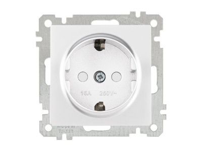 Розетка 1-ая (скрытая, без рамки, с/з, шторки) белая, DARIA, (16 A, 250 V, IP 20) Mutlusan 21006050201