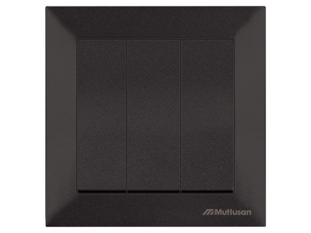 Выключатель 3-клав., скрытый, винт. зажим, черный, DARIA, 10 A, 250 V, IP 20, Mutlusan 21204090284