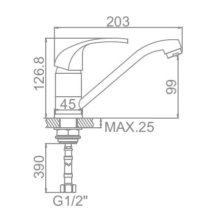 Смеситель для кухни, латунь, хром Ledeme L4535-2