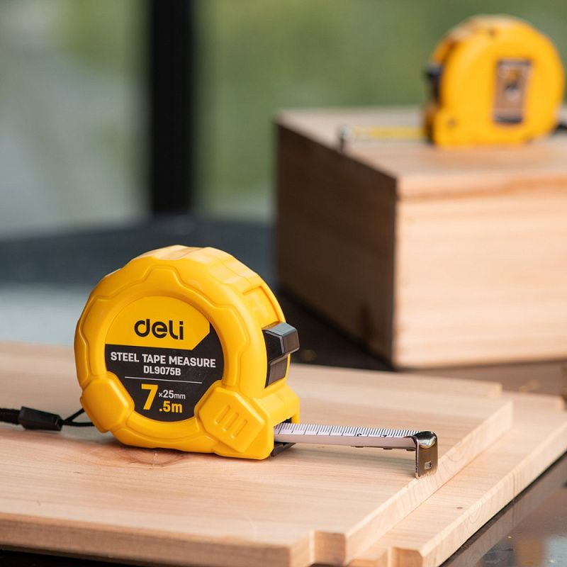 Рулетка Deli YS EDL9075B, 7.5 м х 25 мм, желтый