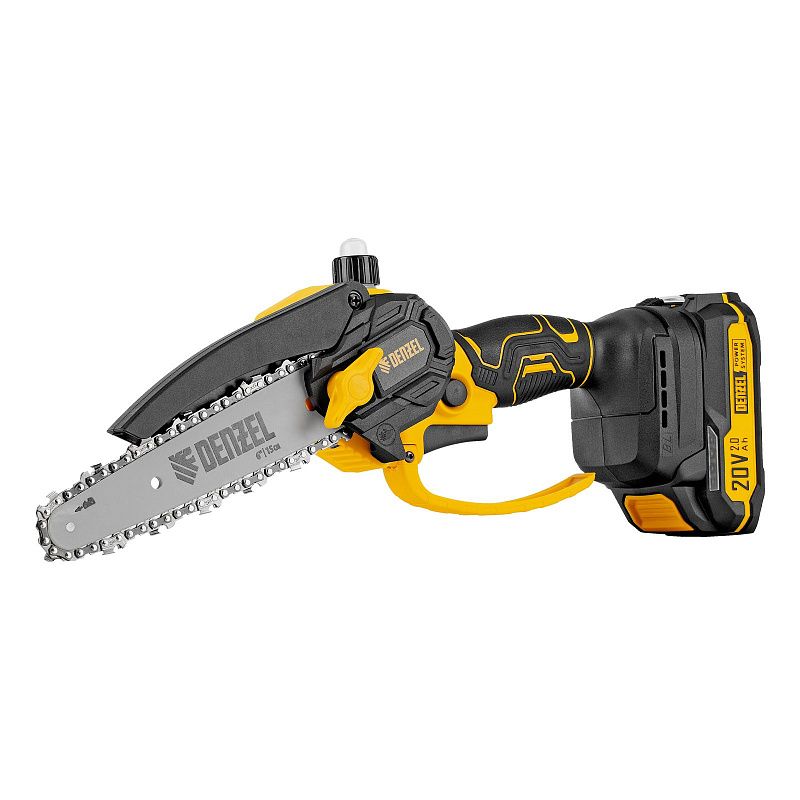 Цепная мини-пила аккумуляторная бесщет., CCS-150, шина 150 мм, Li-Ion, 20 В Denzel 58650