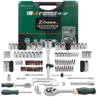 Набор инструментов 108+6 пр 1/4''&1/2'' 6-гр RockForce RF-41082-5 PREMIUM