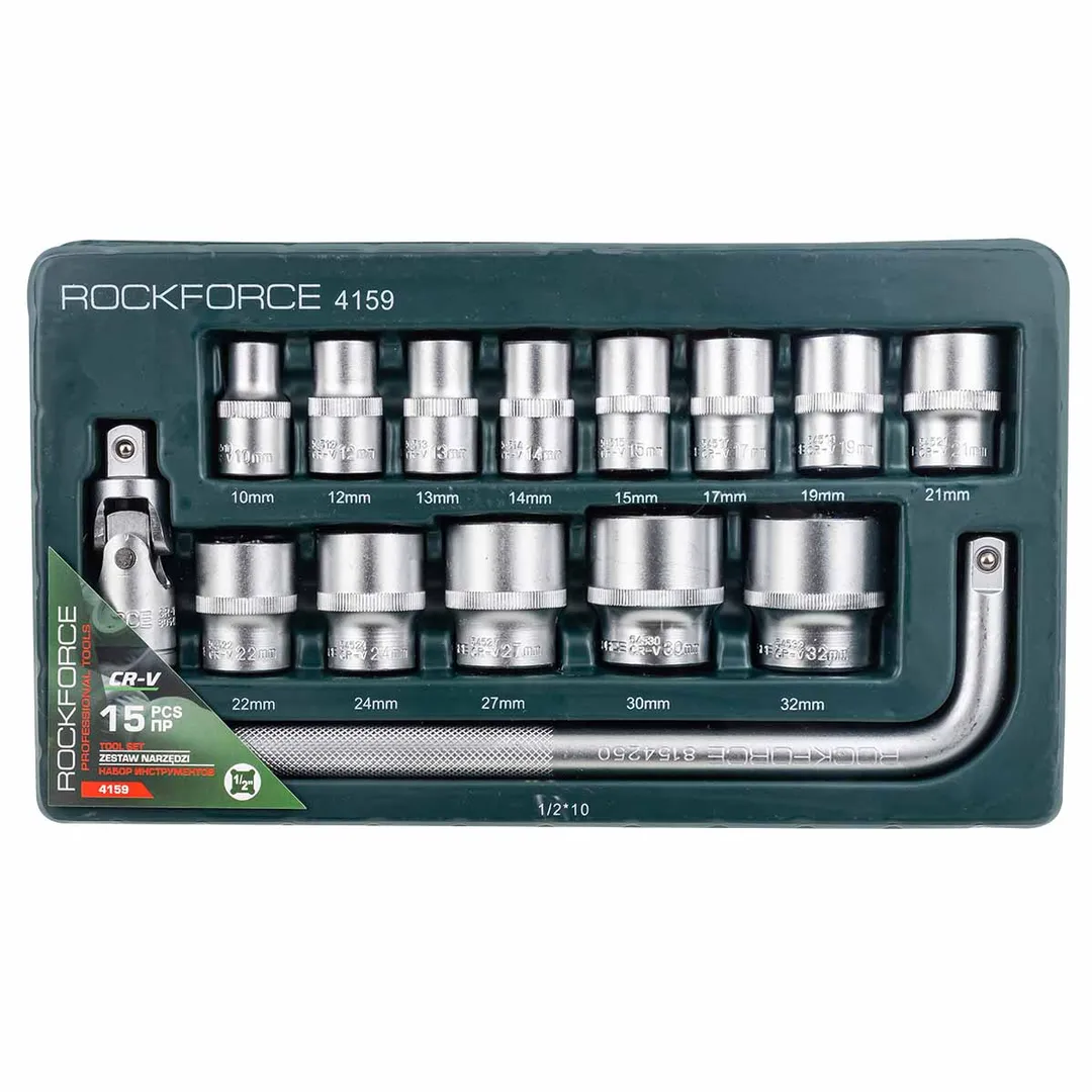 Набор головок 15 пр. 1/2" 6-гр. 10-32 мм RockForce RF-4159