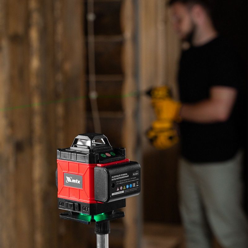 Лазерный уровень м-призм. ML 360-4 Pro SET, 30 м, акк. Li 3000 мАч, состоит из 2 частей MTX 350845