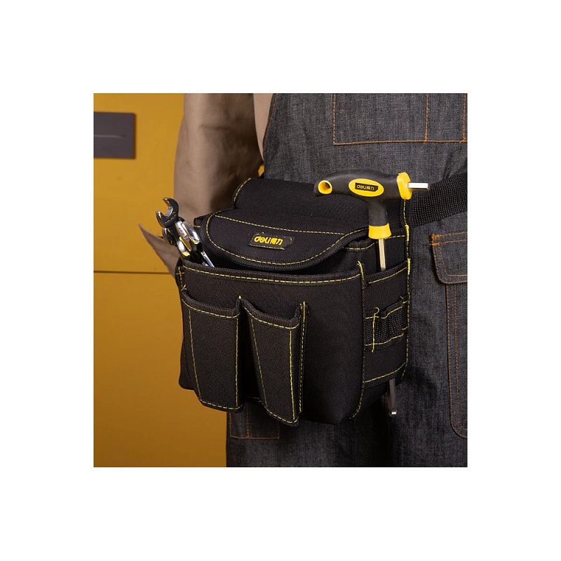 Сумка для инструментов поясная Deli YS EDL-P4, 220х140х200 мм, ткань Oxford, черный
