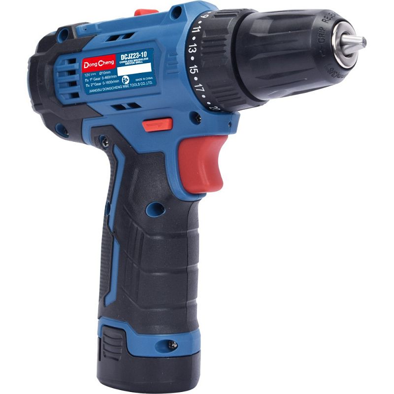 Аккумуляторная дрель-шуруповерт DongCheng DCJZ23-10 (TYPE EK), 12 В, 35 Нм, 2 АКБ, 2 Ач, З/У 2 А