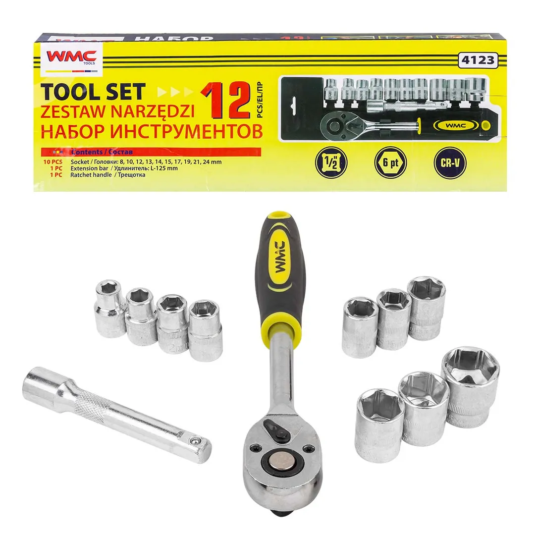 Набор головок 8-24 мм 12 пр. 1/2'', 6-гр. WMC TOOLS WMC-4123