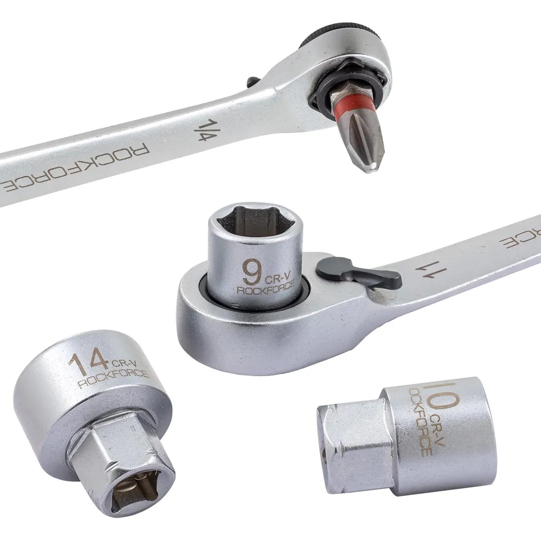Набор головок 5-14 мм и бит PH, PZ, SL, HEX, Torx 1/4'', с трещеточным ключом 11х1/4" 31 пр RockForce RF-2311-5