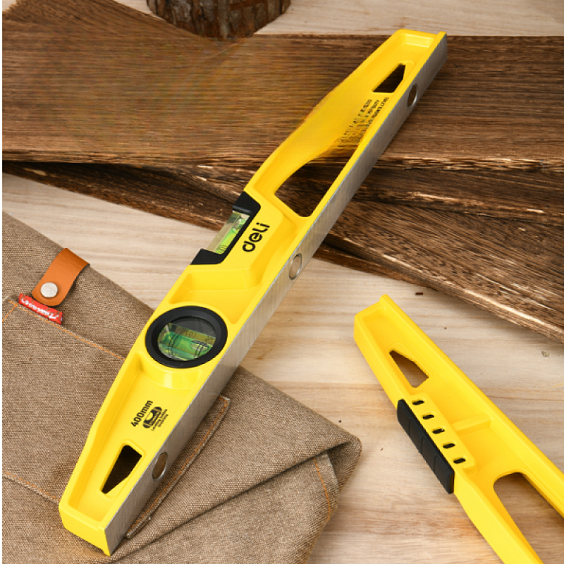 Уровень строительный  Deli YS EDL290400Q, литой, 400 мм, с двойным обзором, пузырьковый