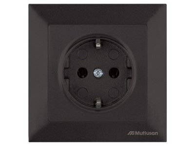 Розетка 1-ая (скрытая, с/з) черная, DARIA, (16 A, 250 V, IP 20) Mutlusan 21206000284