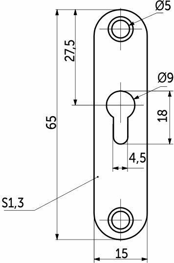 Пластинка зацепная 65*15*1,3 белый цинк, большое отверстие по центру, уп / 1 тыс.шт., AKS 128629