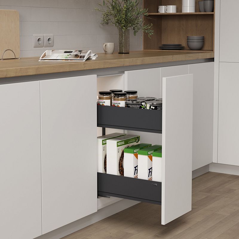 Выдвижная корзина-карго 400 ICON крепл.нижнее, графит PRIME by AKS 112522