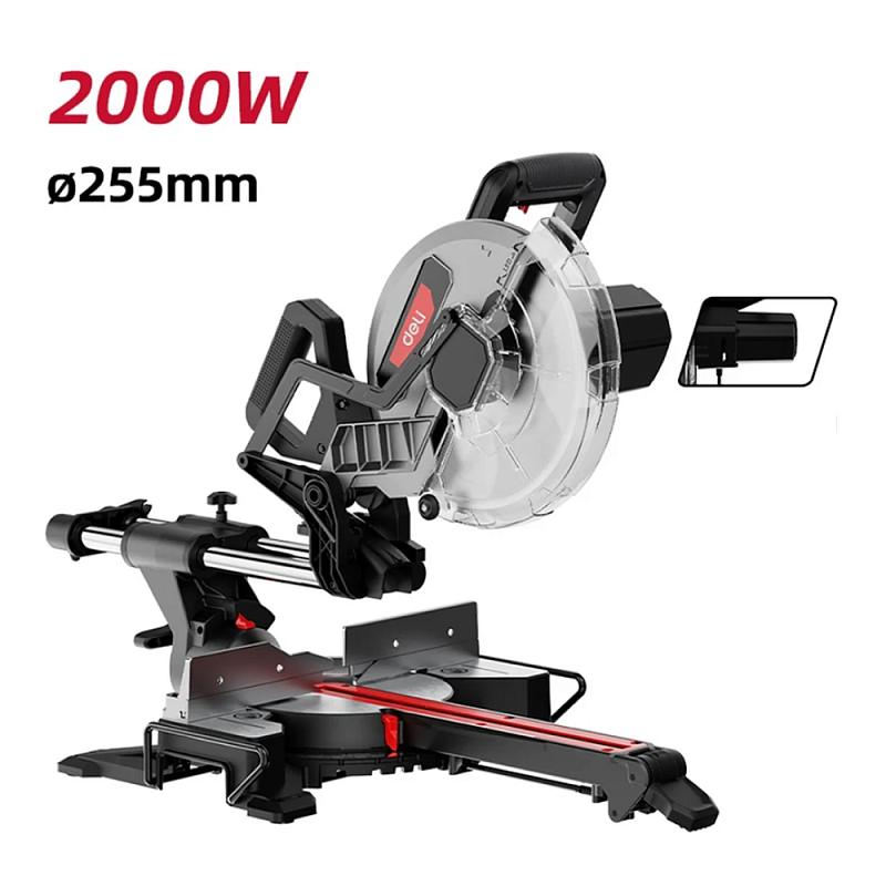 Торцовочная пила Deli RS EDE570, с протяжкой, 2000 Вт, 255 х 30 мм