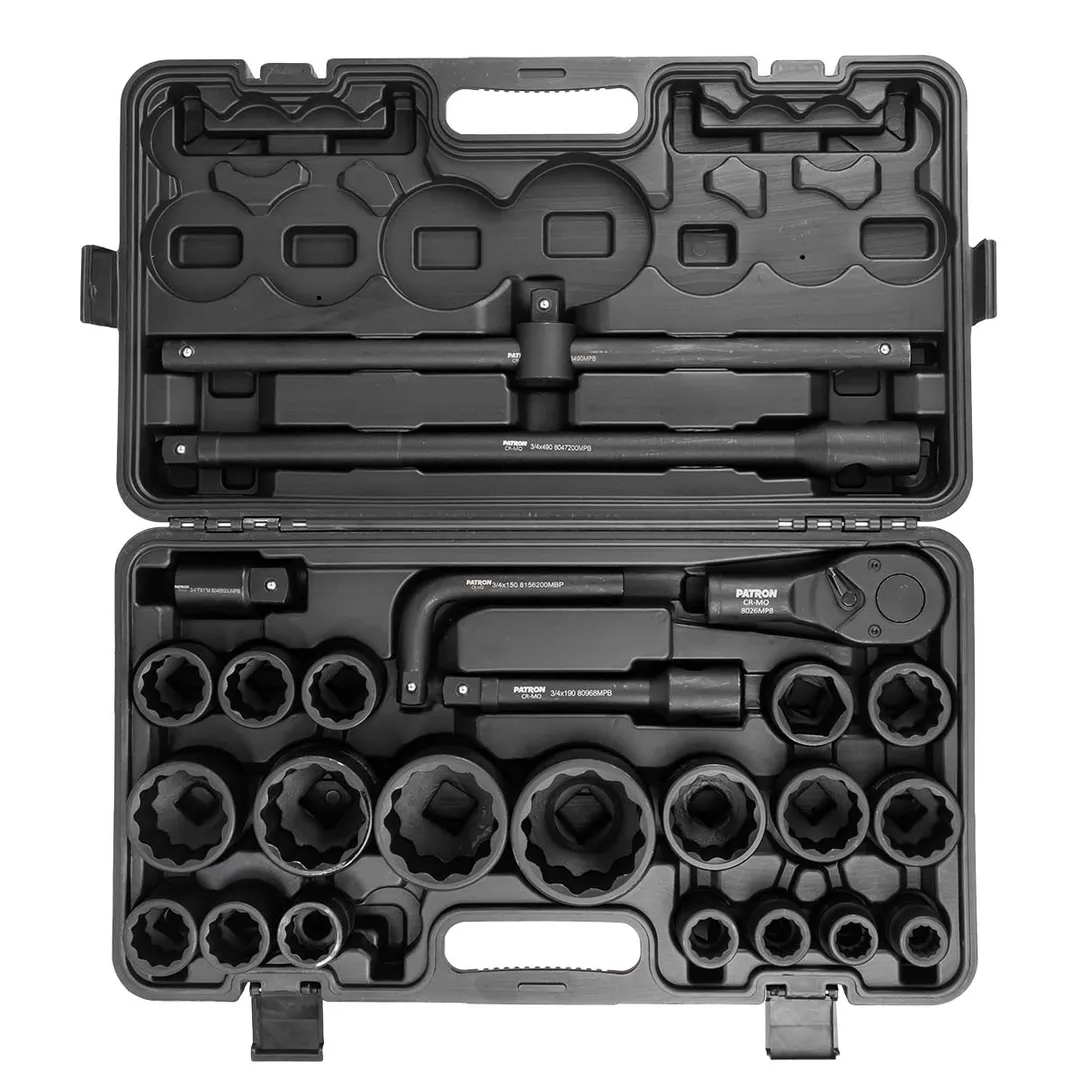 Набор инструментов ударных 26 пр, 3/4'', 1'' 12-гр. PATRON P-68262-9MPB