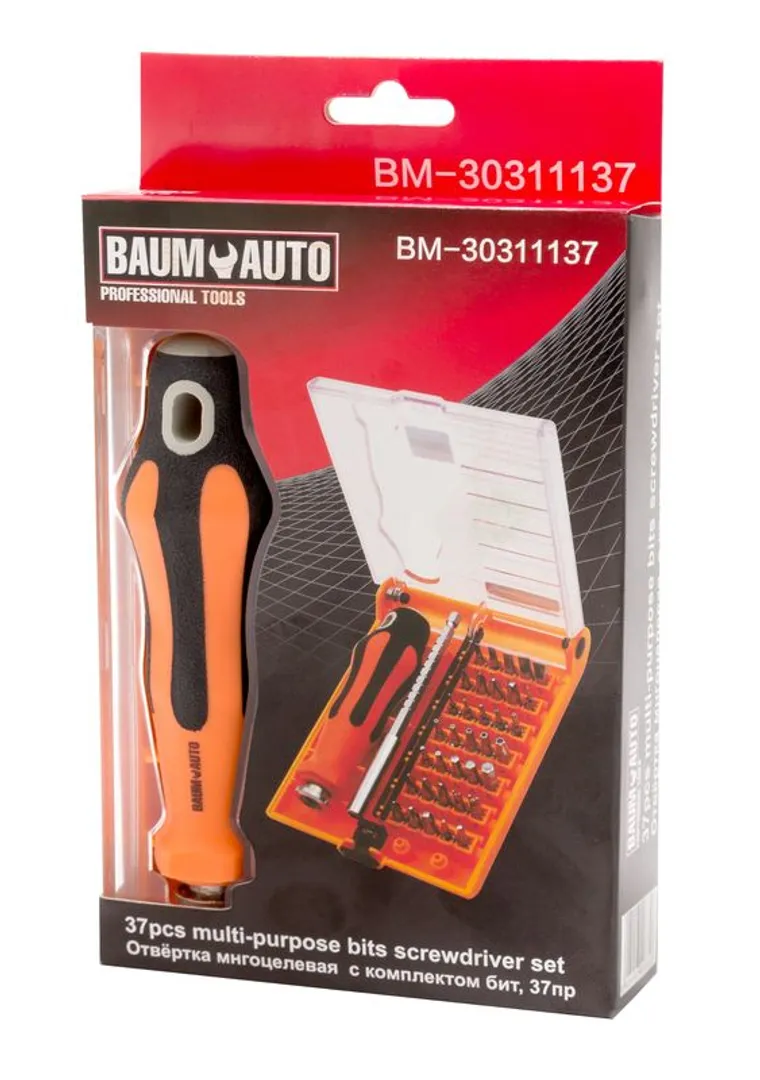 Отвертка телескопическая многоцелевая с набором бит 37 пр. BaumAuto BM-30311137