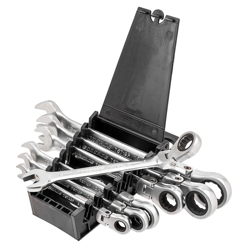 Набор ключей комбинированных трещоточных с шарниром 7 пр, 8-19 мм Forsage F-51072F