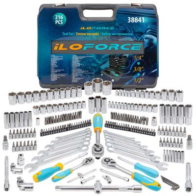 Набор инструментов 216 пр. 1/4",3/8"&1/2" 6-гр. ILOforce IF-38841