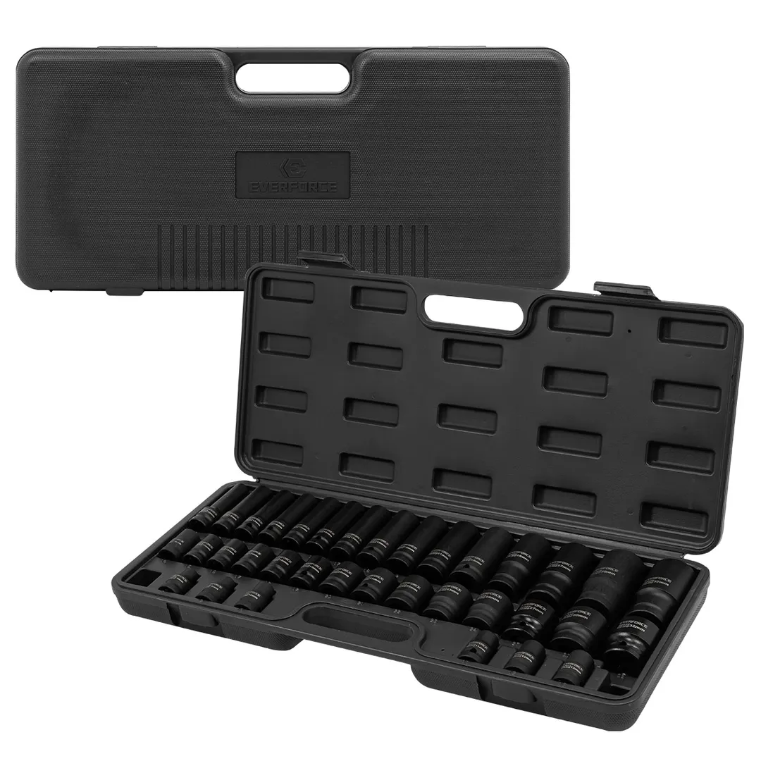 Набор головок 1/2" 35 пр., короткие 38 мм: 8-32 мм, глубокие 78 мм: 10-32 мм EVERFORCE EF-4353-5K