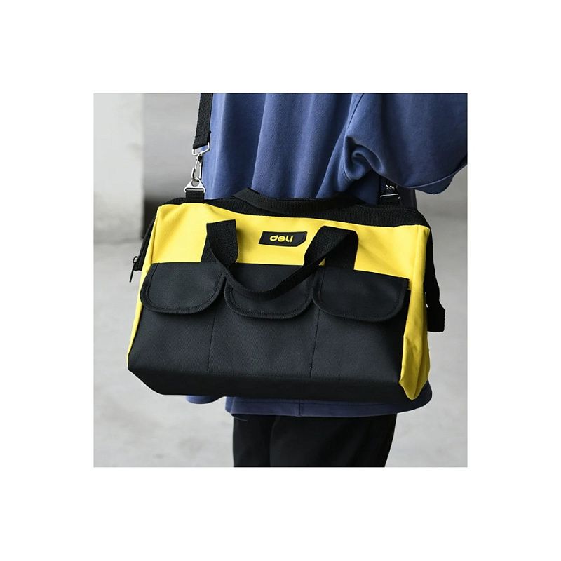 Сумка для инструментов Deli YS EDL430016, 360х180х250 мм, ткань Oxford, черный, желтый
