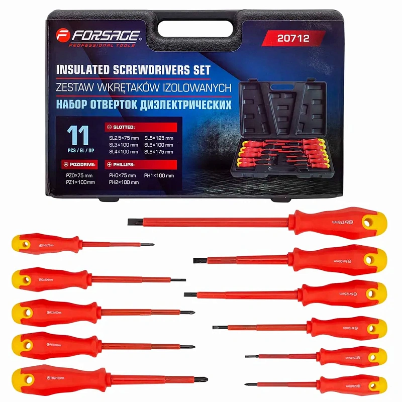 Набор диэлектрических отверток PH, PZ, SL 11 пр Forsage F-20712