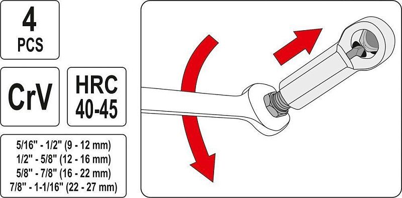 Набор гайколомов 9-27 мм. 4 пр. HRC40-45 Yato YT-0585