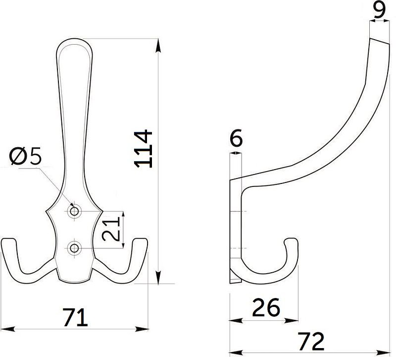 Крючок меб. трехрожковый мет. WP59 золото GRIDLI 43779