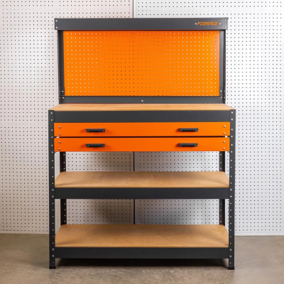 Верстак металлический 1000х400х1400 мм с двумя выдвижными полками Forsage F-WT00306