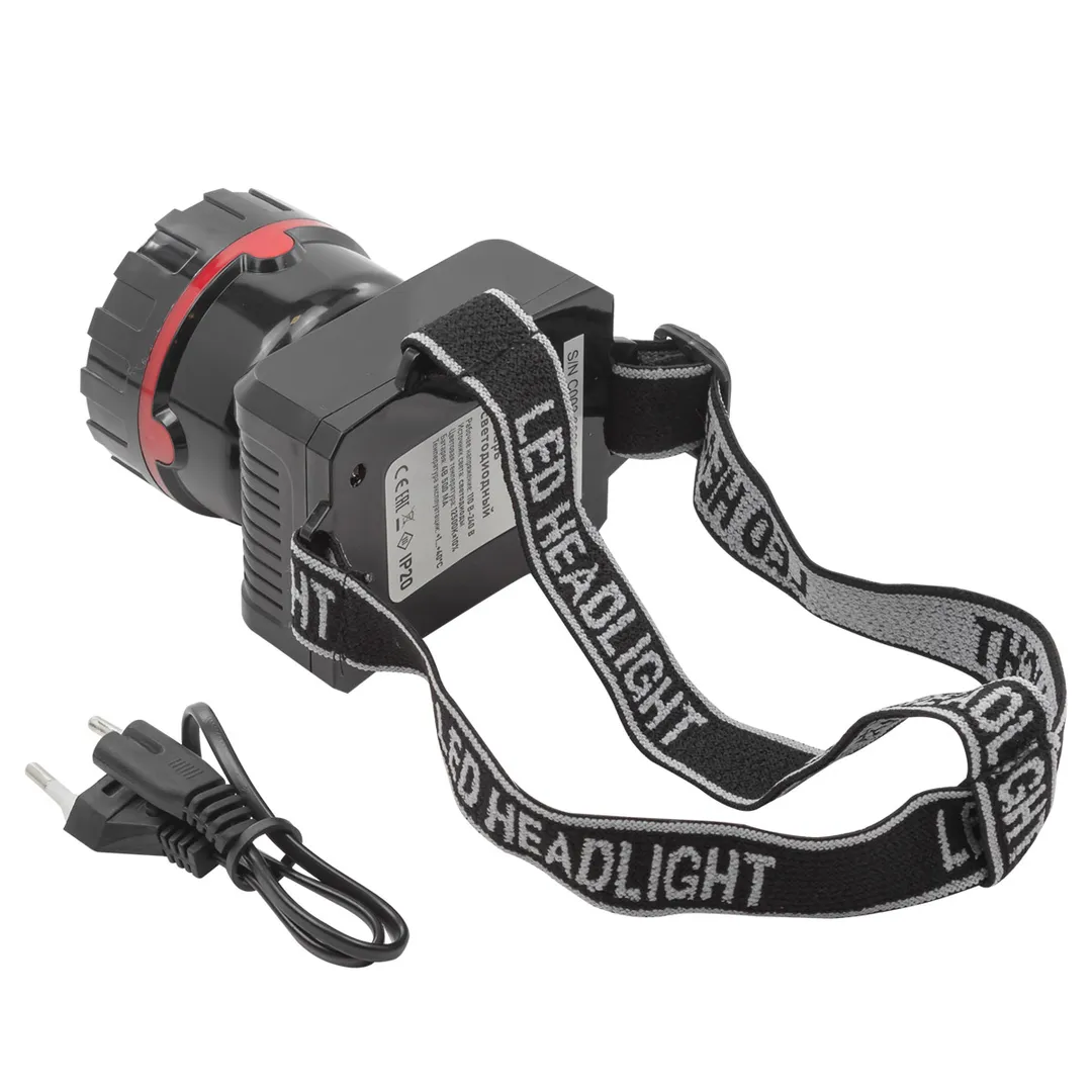 Фонарь светодиодный налобный аккумуляторный, 12500К, 4В, 500Ма, зарядка - 12 ч, работа - 7 ч, ForceKraft FK-CAM2042