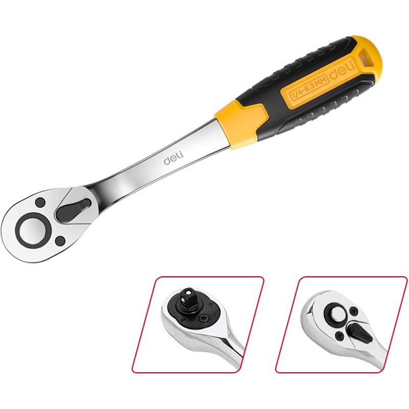 Трещотка 1/4", 150 мм, 72 зуба Deli RS EDL2324