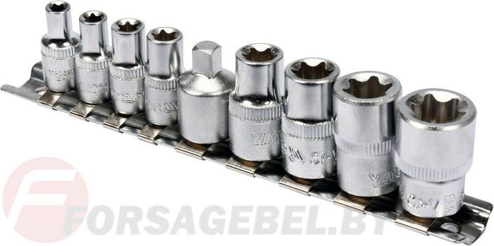 Набор торцевых головок Е-типа 1/4'' E5-8, 3/8'' Е10-16 9 пр. Yato YT-0520