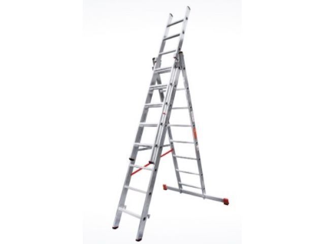 Лестница алюм. 3-х секц. 210/424/211 см 3х8 ступ. 14,8кг NV3230, макс. нагрузка 150 кг Новая Высота 3230308