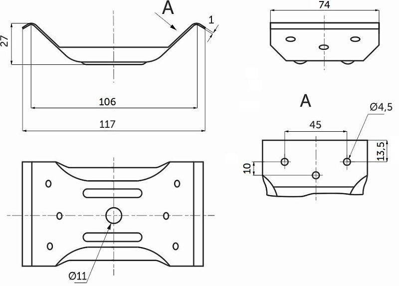 Стяжка для столов 102 белый цинк BY 108103