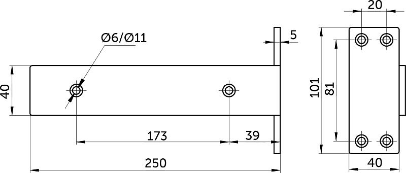 Полкодержатель мет. MAST 250*100*40*5 черный AKS 124302