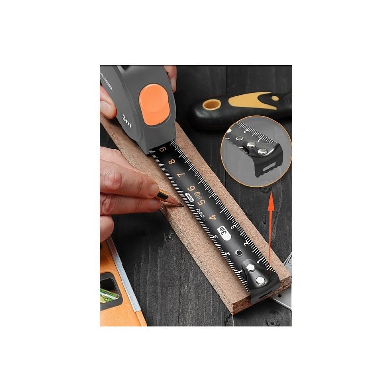 Рулетка Deli HS HT8316C, 3м х 16 мм, Soft Touch, оранжевый