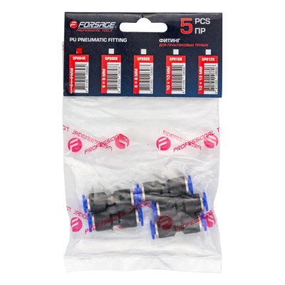 Фитинг соединительный для пластиковых трубок 4x4 мм, к-т 5 шт Forsage F-SPU04K