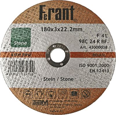 Круг отрезной 180×3,0×22,2 по камню, бетону, FERANT FERANT 43000038