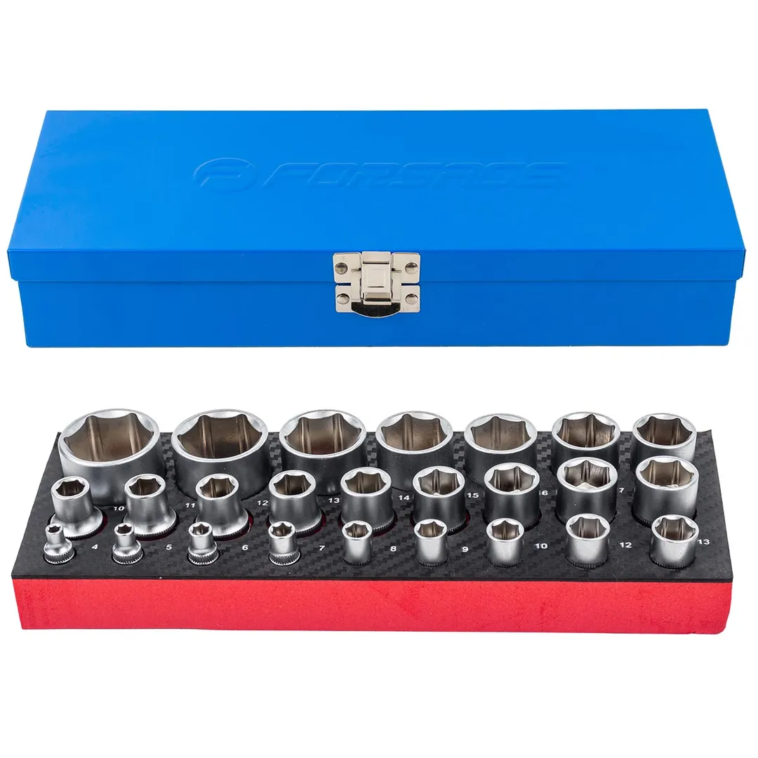Набор головок 1/4''&1/2'', 25 пр., 6-гр. 4-32 мм Forsage F-50121G