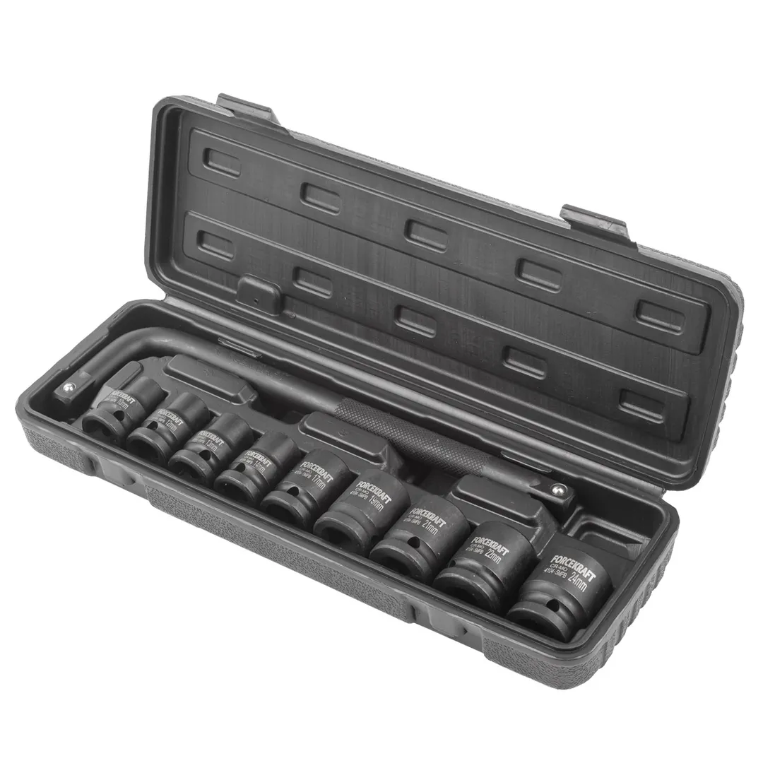 Набор ударных головок 10-24 мм с воротком 1/2'' 6-гр 10 пр ForceKraft FK-4104-5MPB