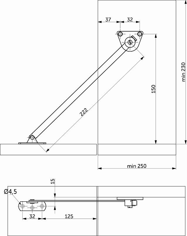 Кронштейн для откидных створок с тормозом и фиксатором SAZ серый SAZ 22825