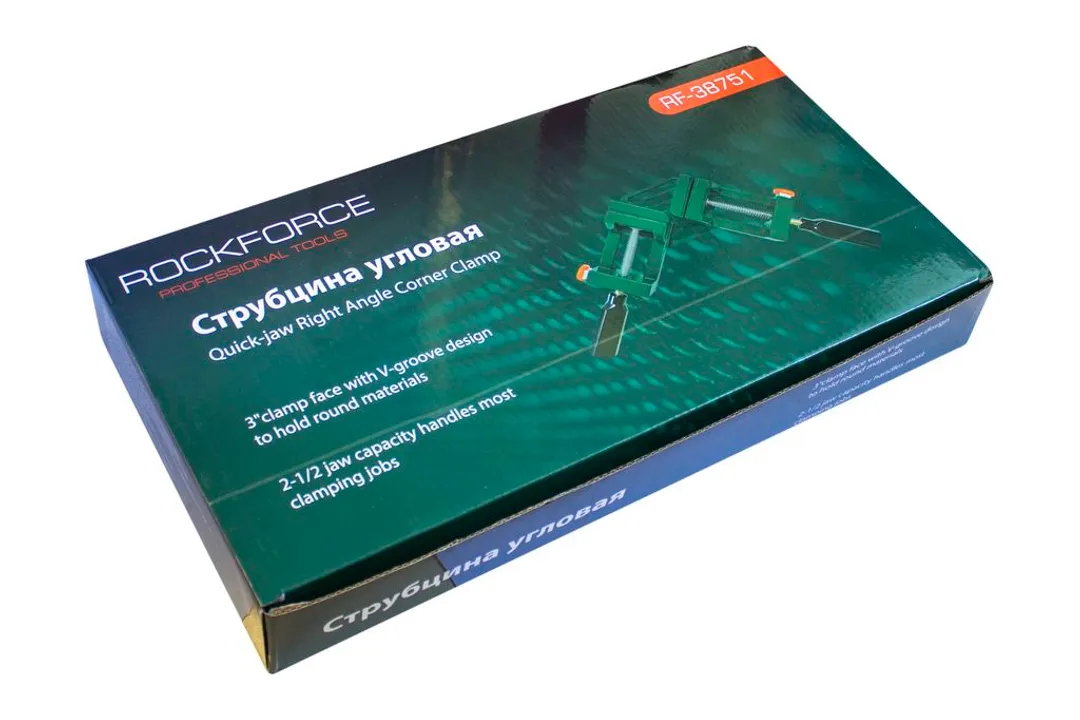 Струбцина винтовая угловая, 2 зажима, max захват-70 мм RockForce RF-38751