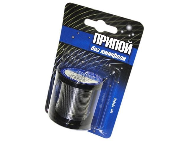 Припой ПОС 61 проволока, катушка ф1 мм, 100 гр в блистере, без канифоли, Векта 191012