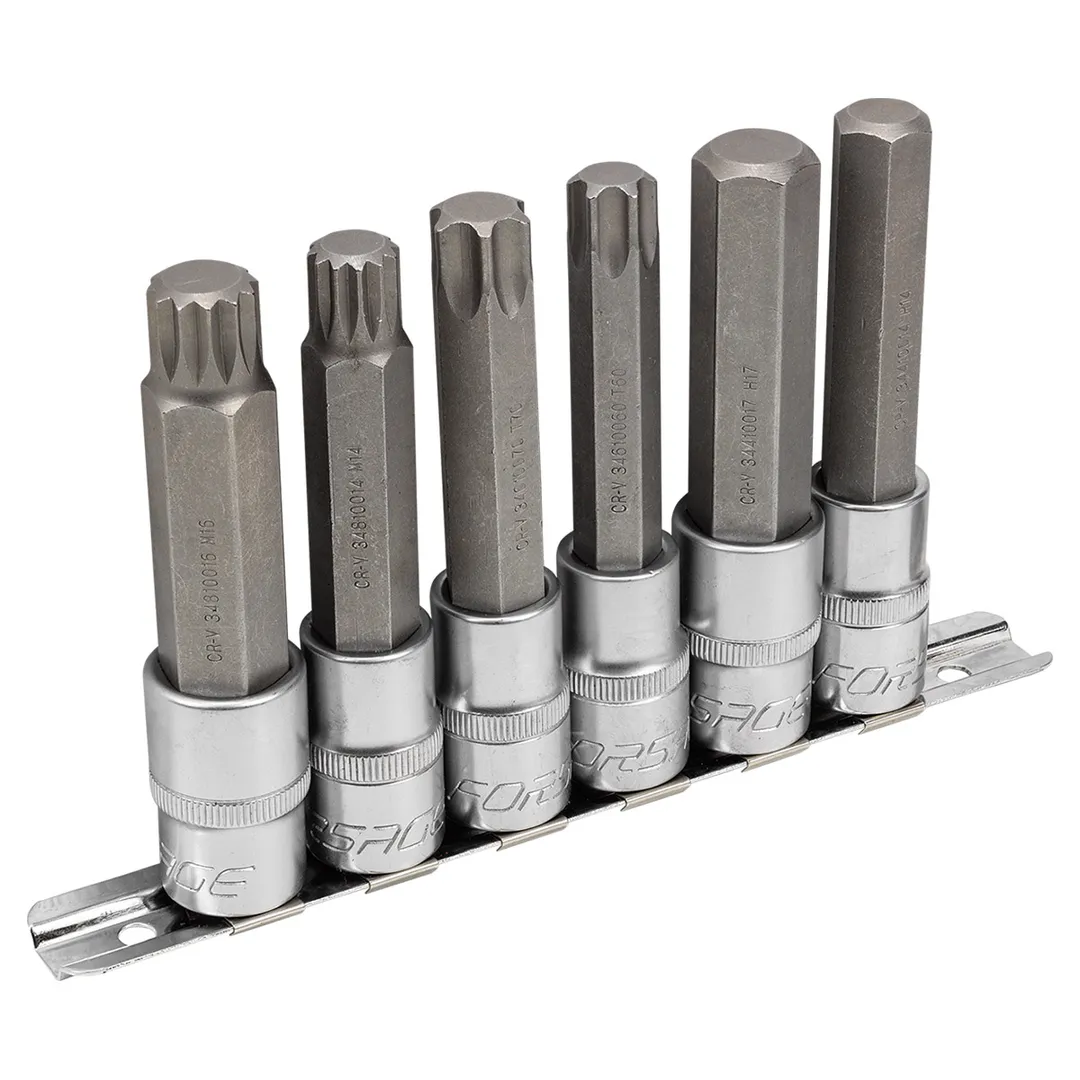 Набор головок-бит Spline, Torx, HEX 1/2'' 6 пр. Forsage F-40920L