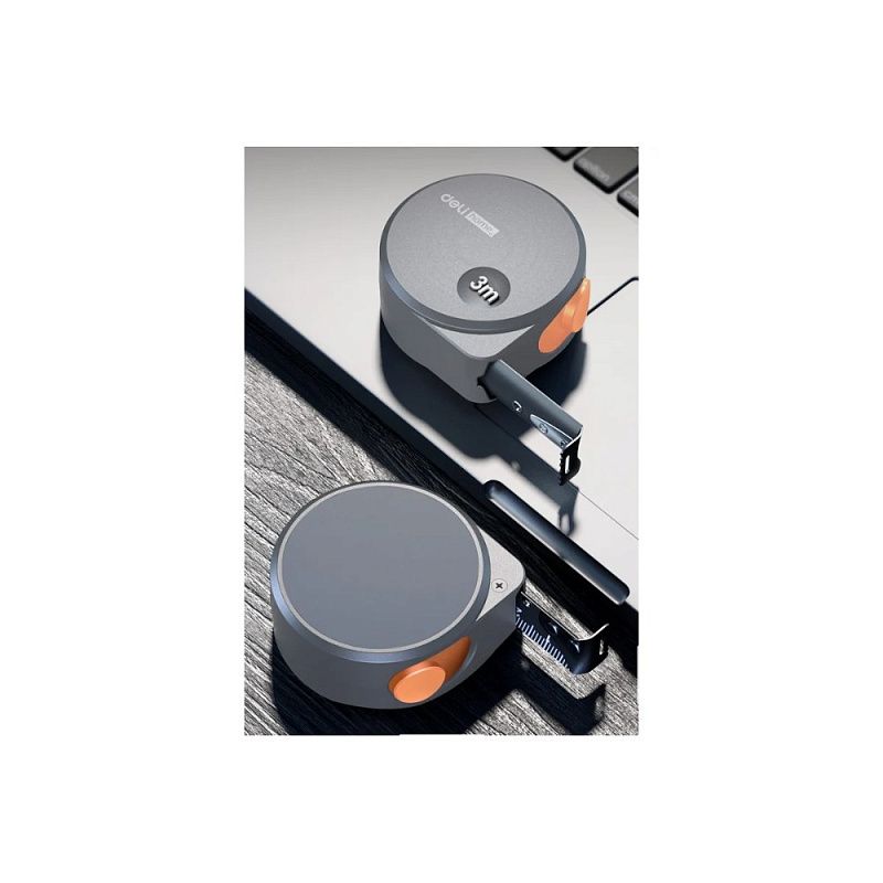 Рулетка Deli HS HT8316C, 3м х 16 мм, Soft Touch, оранжевый